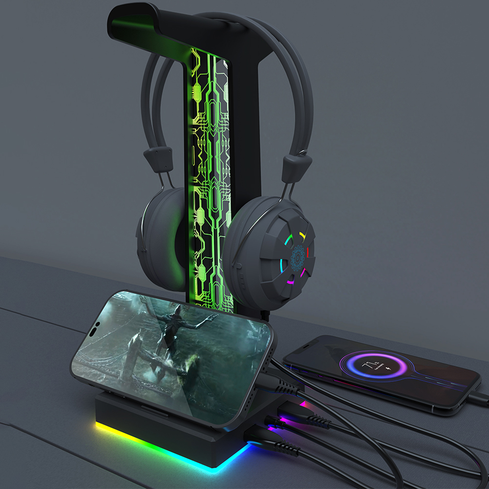Słuchawki gamingowe RGB podwój – Headphone Stand Desk recenzja i cena